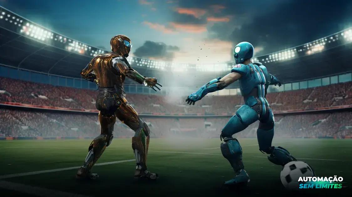 Robôs humanoides jogam partidas de futebol um contra um Robôs humanoides jogam partidas de futebol um contra um